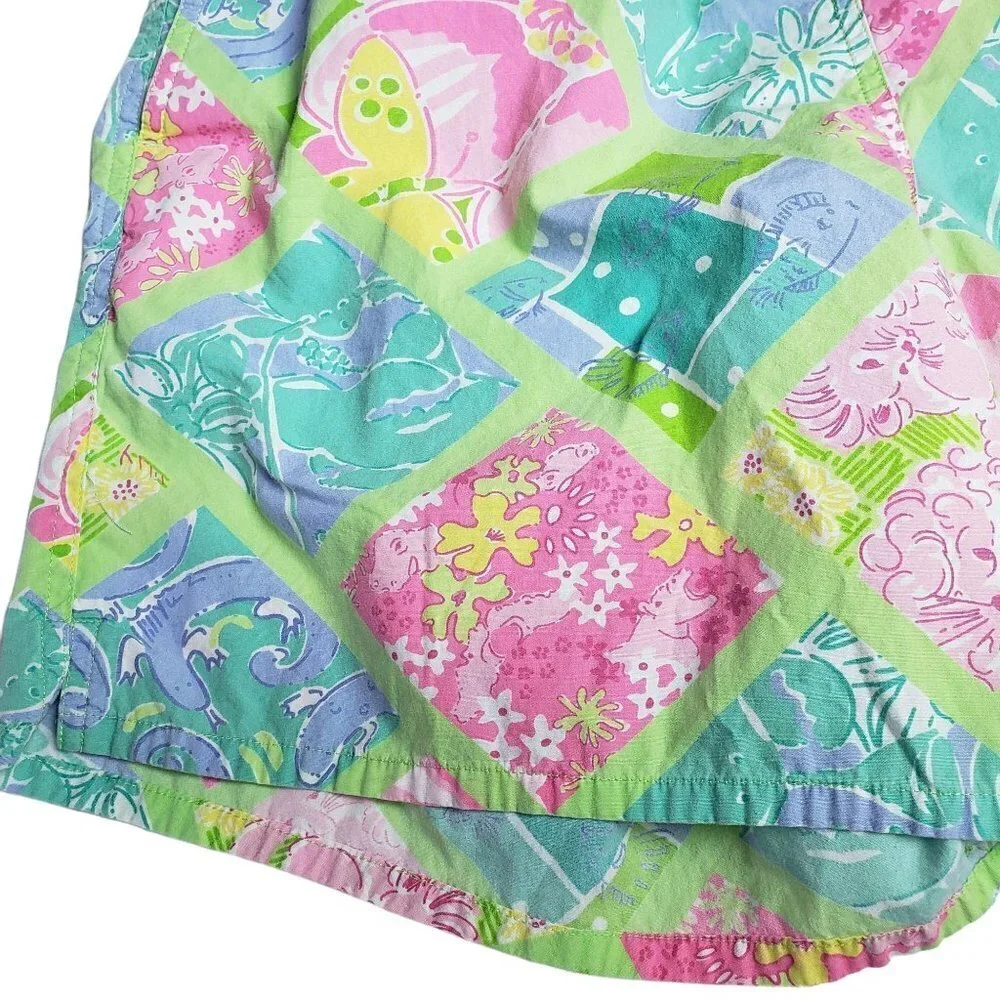 Lilly Pulitzer Shorts Animal Print Cotton High Waisted Vintage 90s Mens Medium
